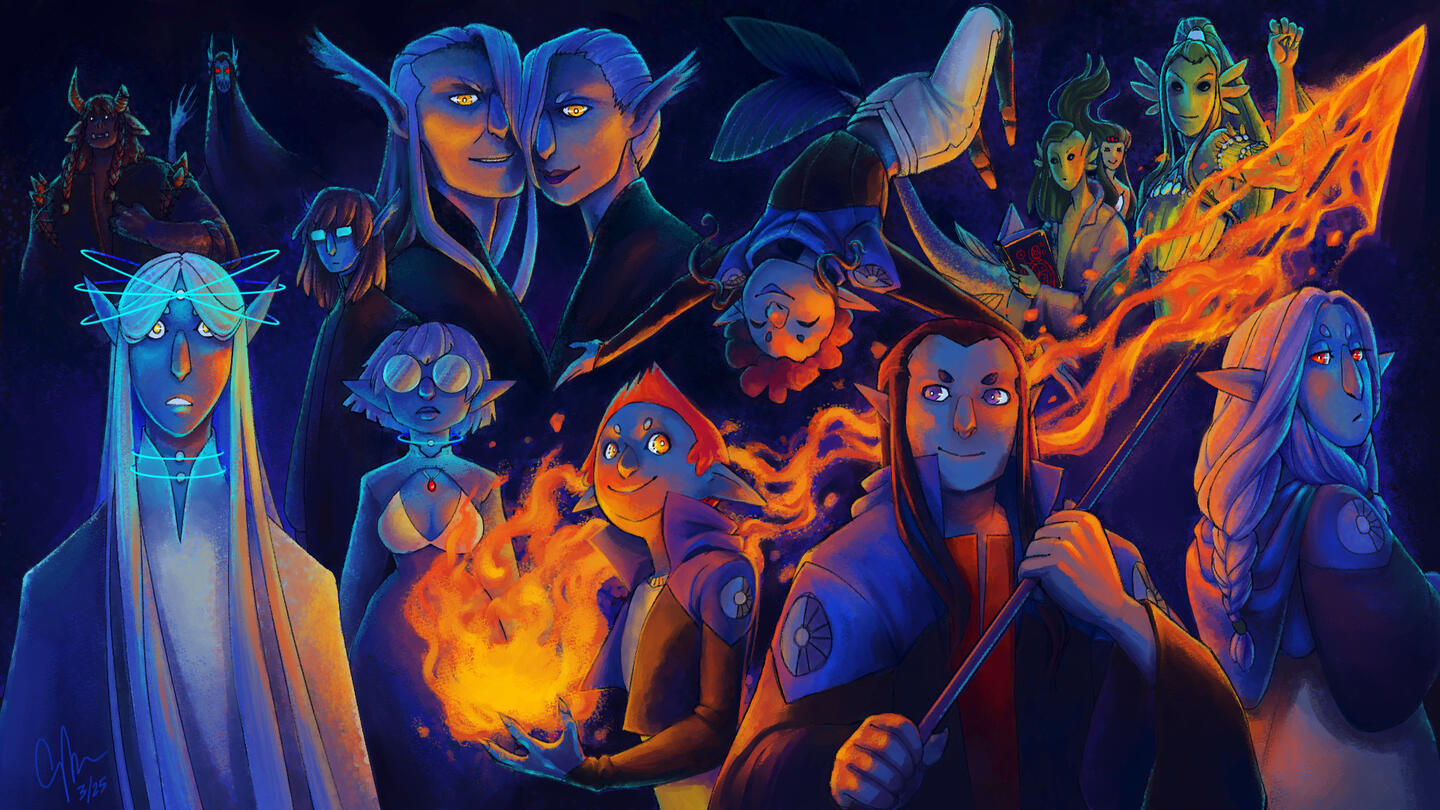 free wallpaper!! Every character in the pilot (and a few who aren't!) flying around together in a void like anime characters.